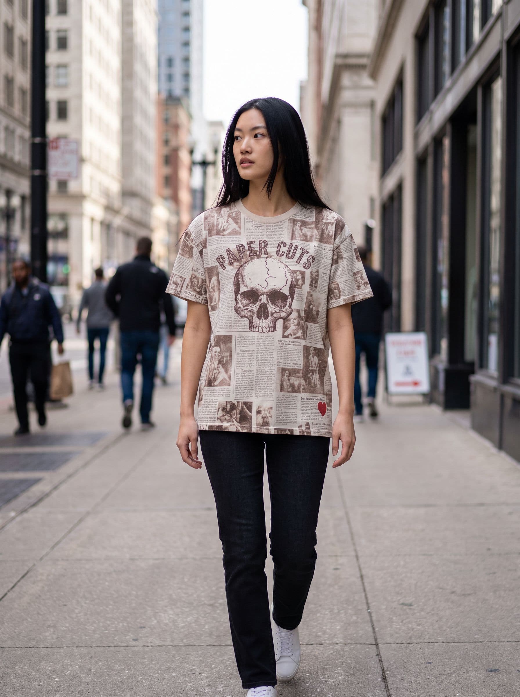 AI model photo — street candid shot generated by unworn